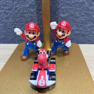 Nintendo Super Mario Toy Lot 3 Mario & Mario Kart Red Yoshi 2.5”
